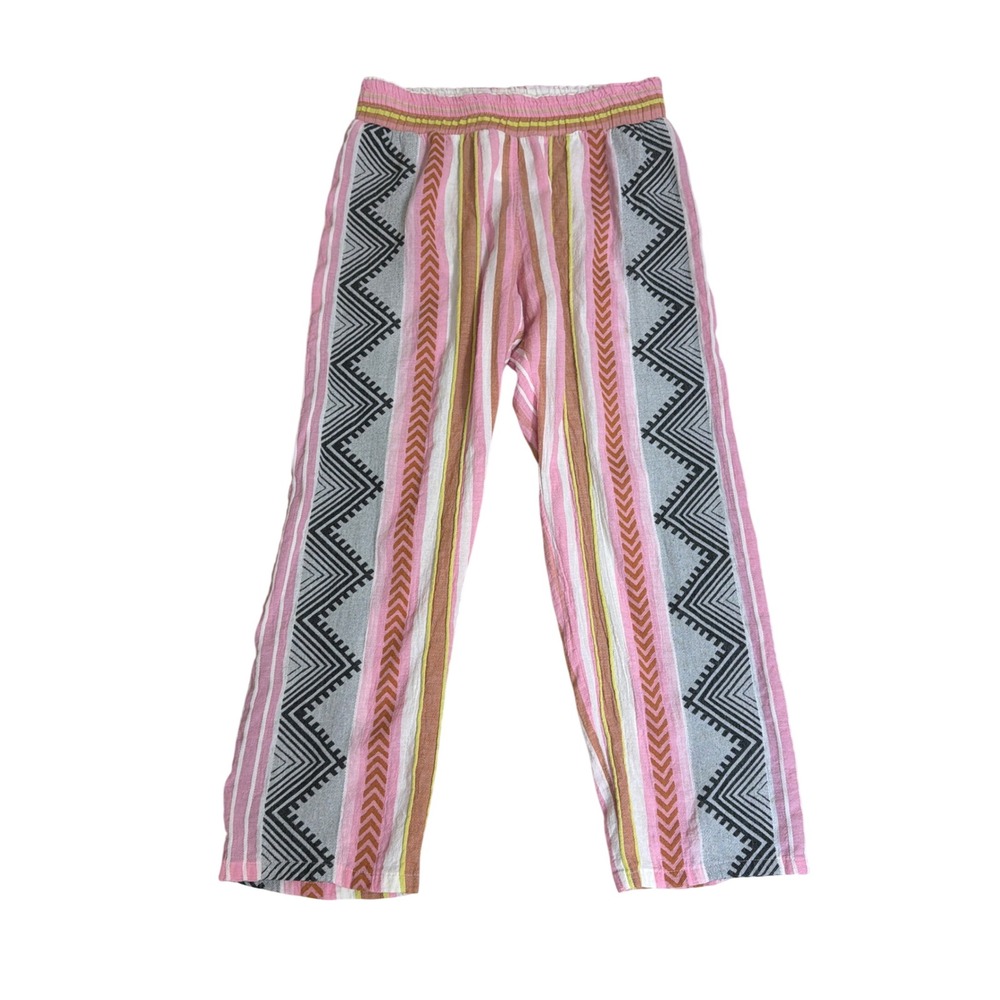 Devotion Twins Pink Striped Geometric Cotton Pants Womens Small Boho
